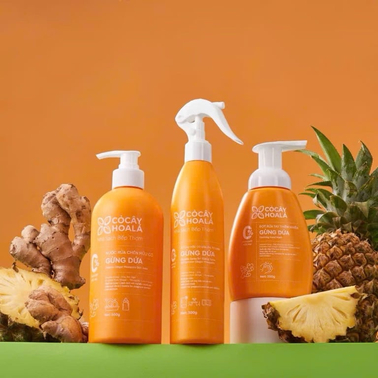 Bộ sản phẩm Nhà sạch bếp thơm Gừng Dứa CỎ CÂY HOA LÁ