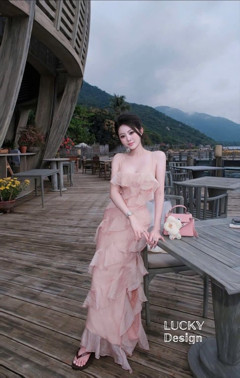 Maxi voan hồng tầng - SM