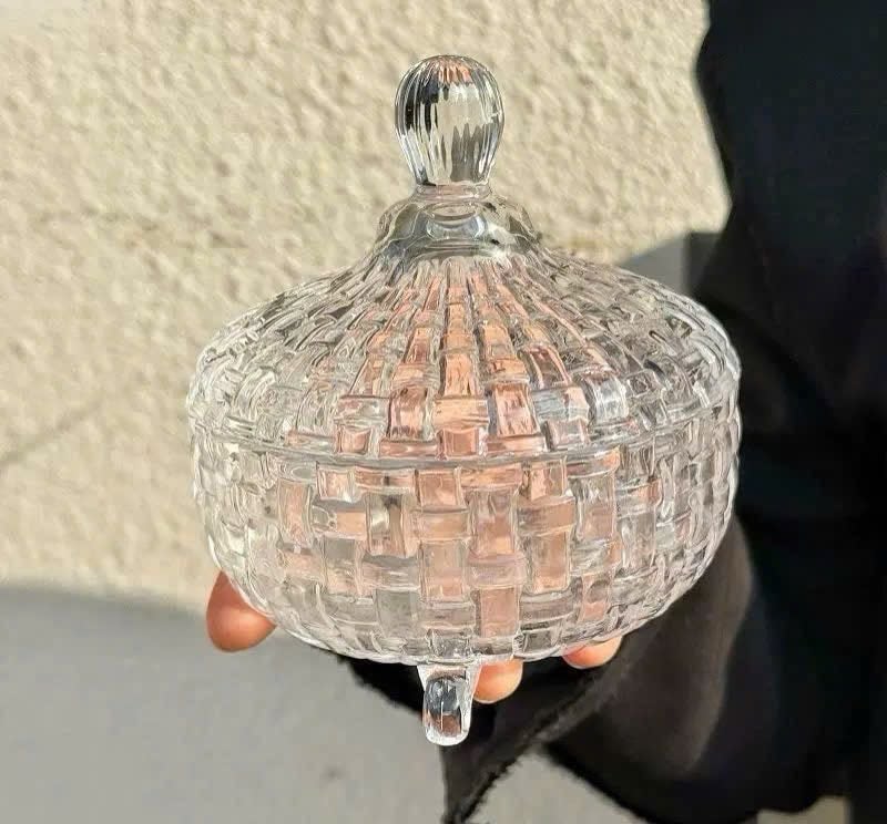 Set 3 Thố Mứt Thuỷ Tinh Pha Lê Có Nắp Cao Cấp