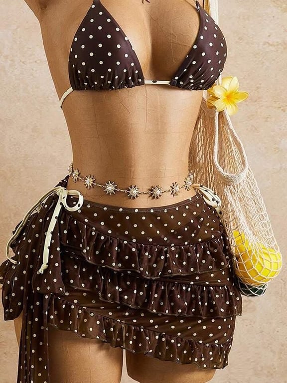 Set bikini nâu chấm bi - BK04