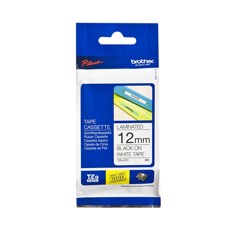Nhãn in chính hãng Brother Tze-231 ( khổ 12mm, chữ đen nền trắng )