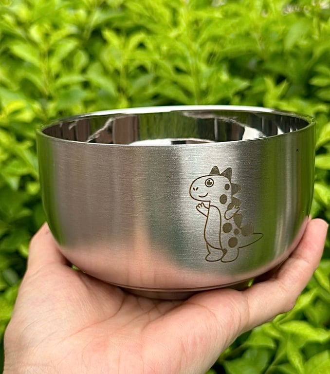 Bát kèm thìa ăn dặm cho bé inox 304 hoạ tiết hình thú ngộ nghĩnh