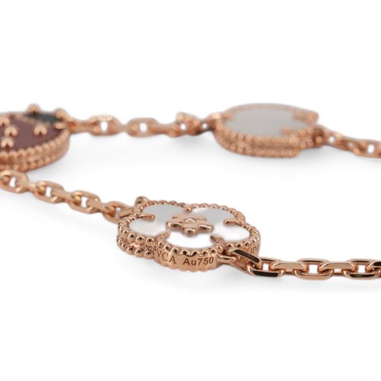 Van Cleef Lucky Spring 5 Motifs Bracelet 18k Rose Gold