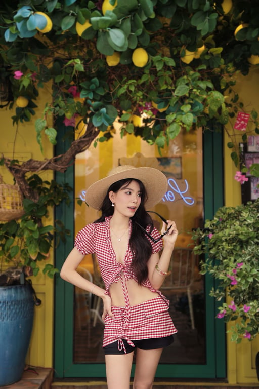 Set caro đỏ ngắn
