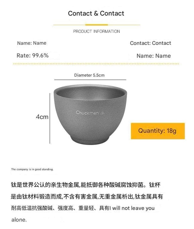 Bộ 6 chén Titan cao cấp Chockmen CKM225