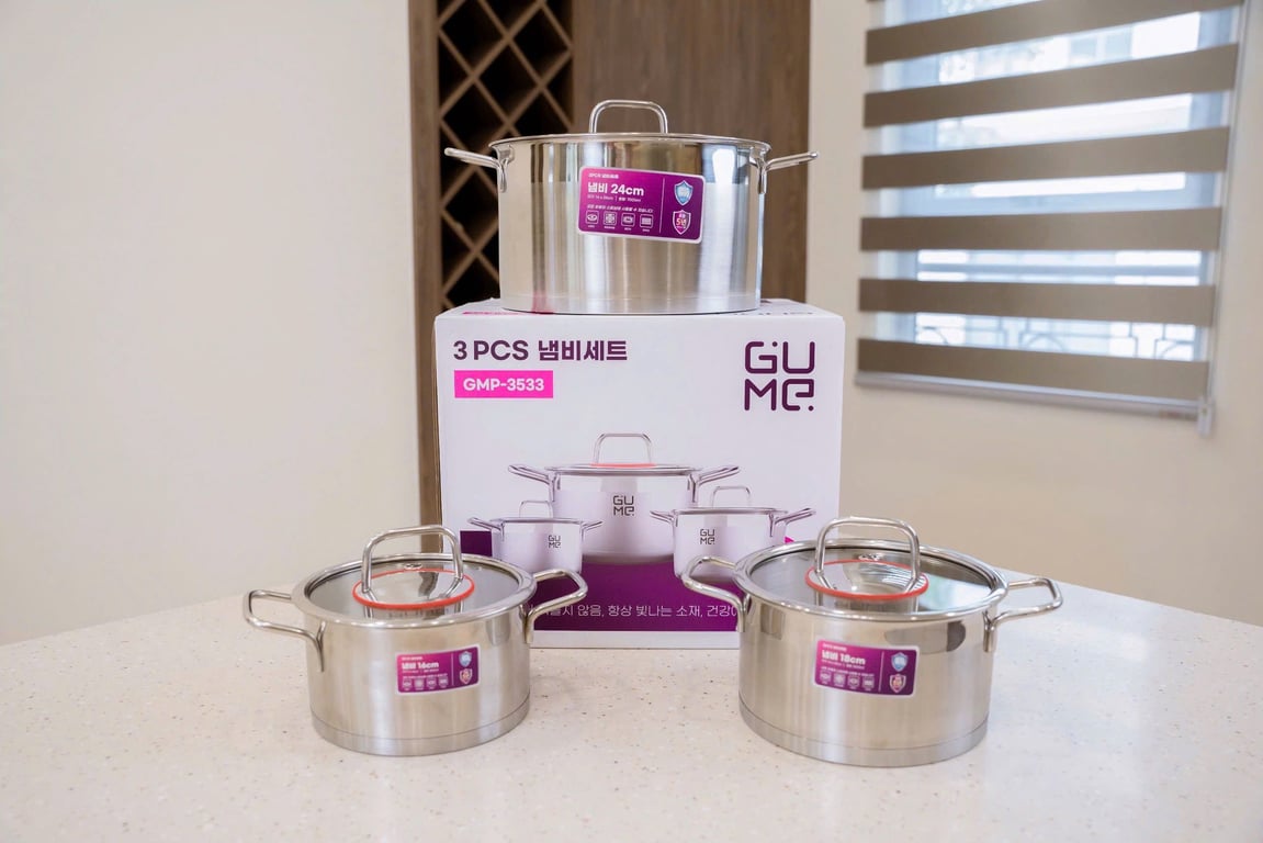 Bộ nồi 5 đáy inox 304 JEJU (3PCS) GMP-3533