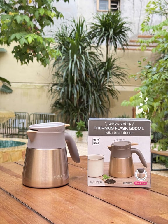 Bình giữ nhiệt pha trà kèm lõi lọc inox 304 Kaiyo 500ml