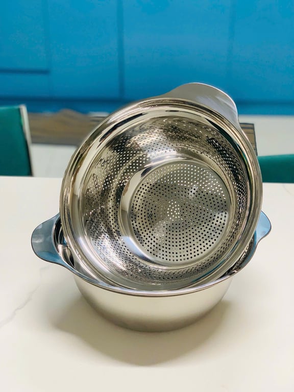 Bộ thau kèm rổ inox size 27cm hàng xuất Âu cực xịn xò! MK04