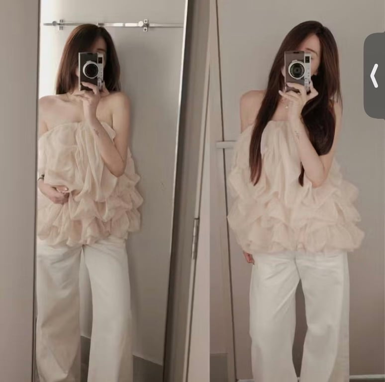 Set áo quây quần trắng