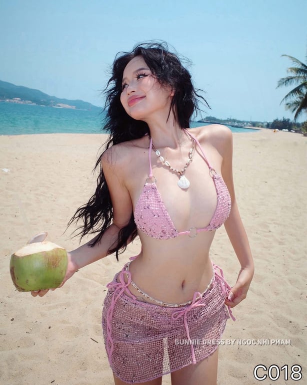 C018- bikini lưới kèm choàng 2 màu