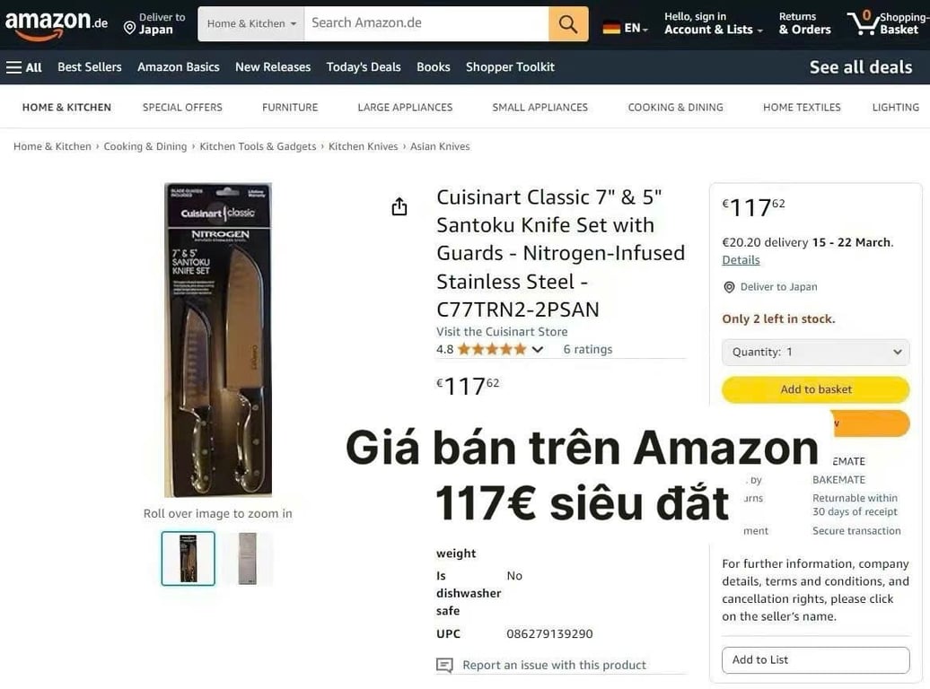 SET 2 DAO LÀM BẾP 5inch + 7inch nhà Cuisinats bao AUTH