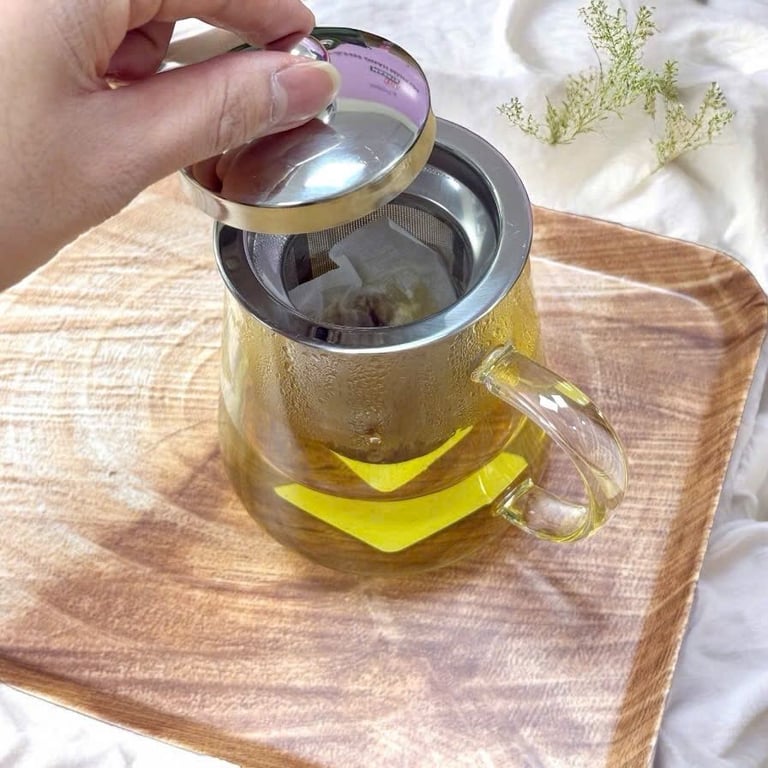 ẤM PHA TRÀ THỦY TINH KÈM LÕI LỌC INOX ECHO 650ml