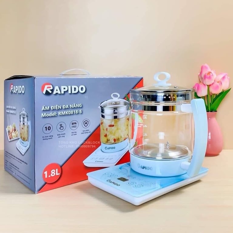 Ấm điện đa năng Rapido 10 chức năng đun nấu