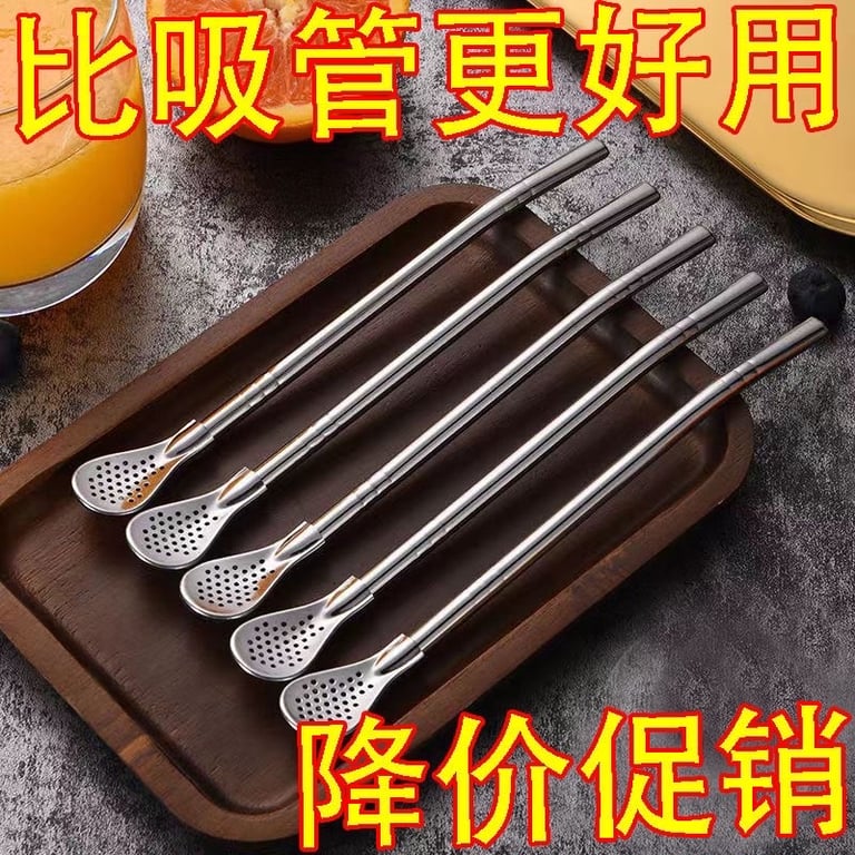 Set 5 ỐNG HÚT KÈM THÌA INOX 304