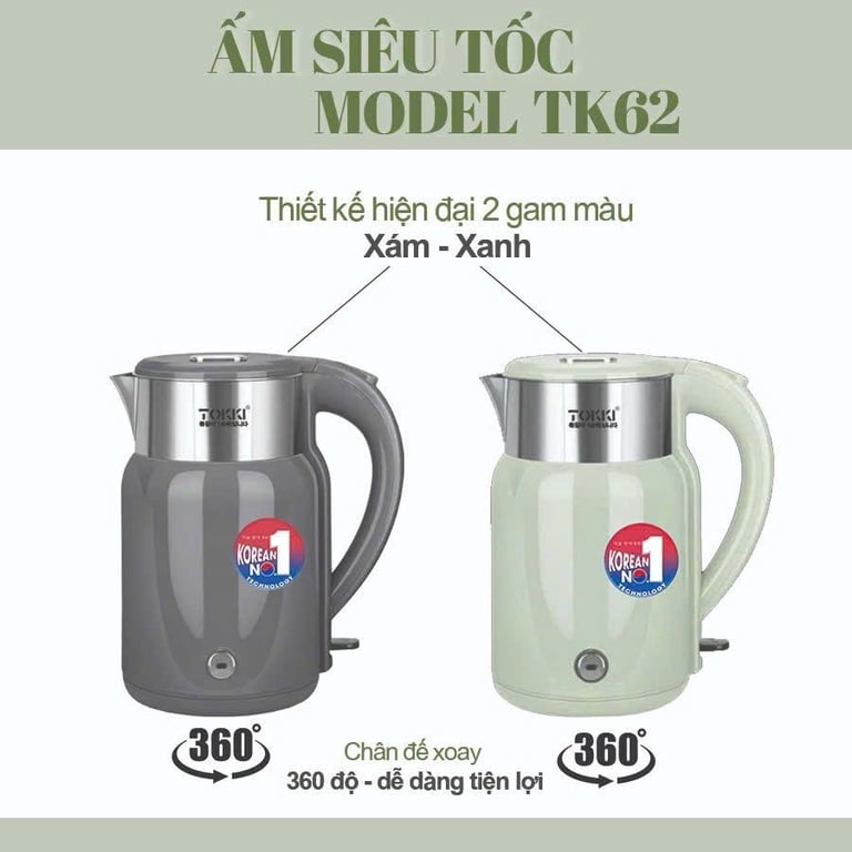 ẤM SIÊU TỐC TOKKI 2L 1500W