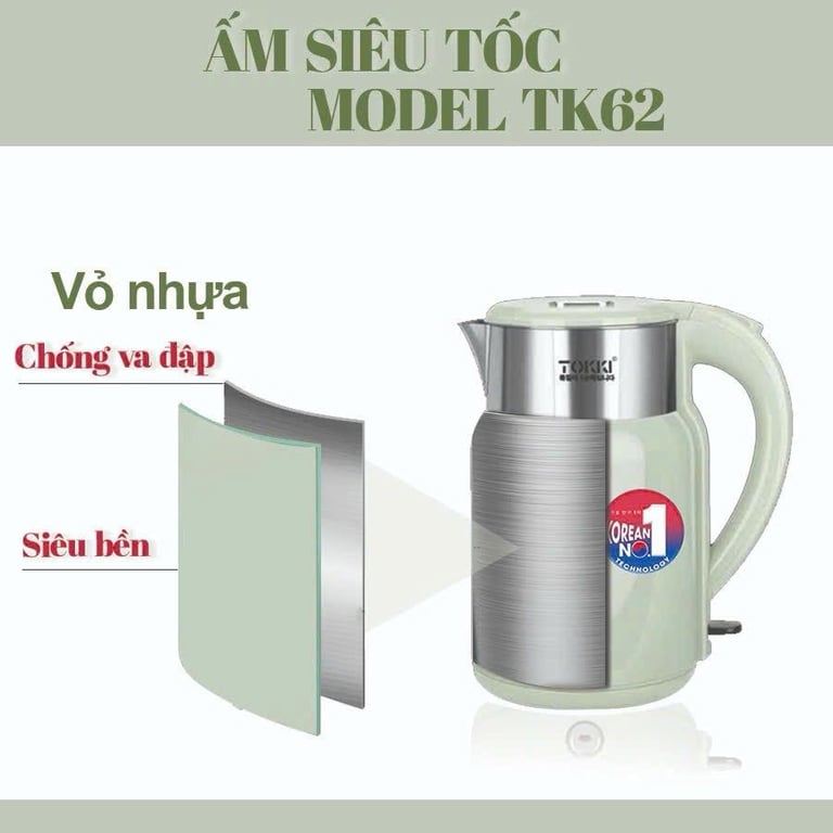 ẤM SIÊU TỐC TOKKI 2L 1500W