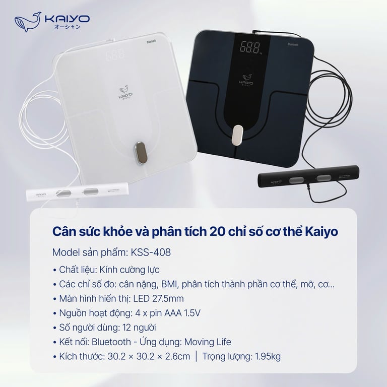 Cân sức khỏe và phân tích 20 chỉ số cơ thể Kaiyo (KSS-408)