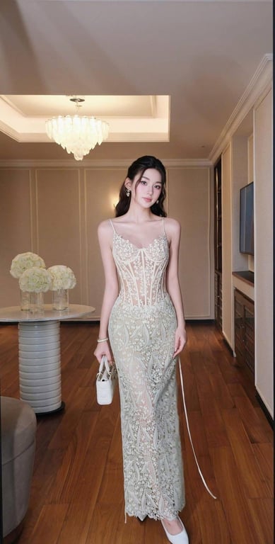 Đầm ren xanh hoa nhí Chou Chou ( size M )