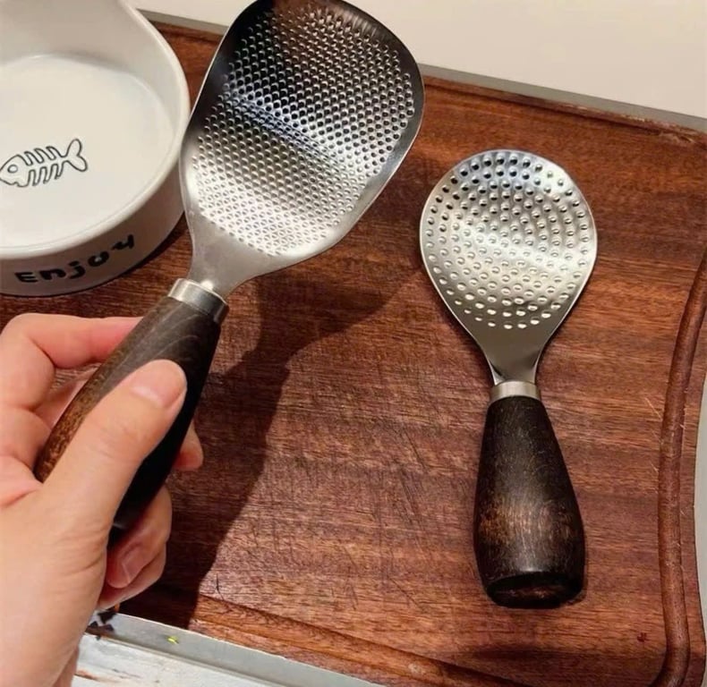 Set 2 Muôi cơm inox cán gỗ