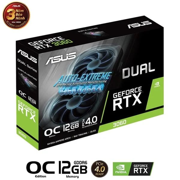 VGA ASUS Dual GeForce RTX 3060 OC Edition 12GB V2 (DUAL-RTX3060-O12G-V2)