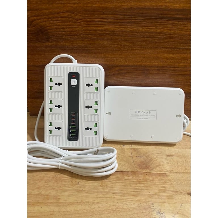 Ổ điện đa năng 6 ổ cắm lại còn cộng thêm 3 cổng USb, có luôn 3 cổng type - c sạc nhanh 18W