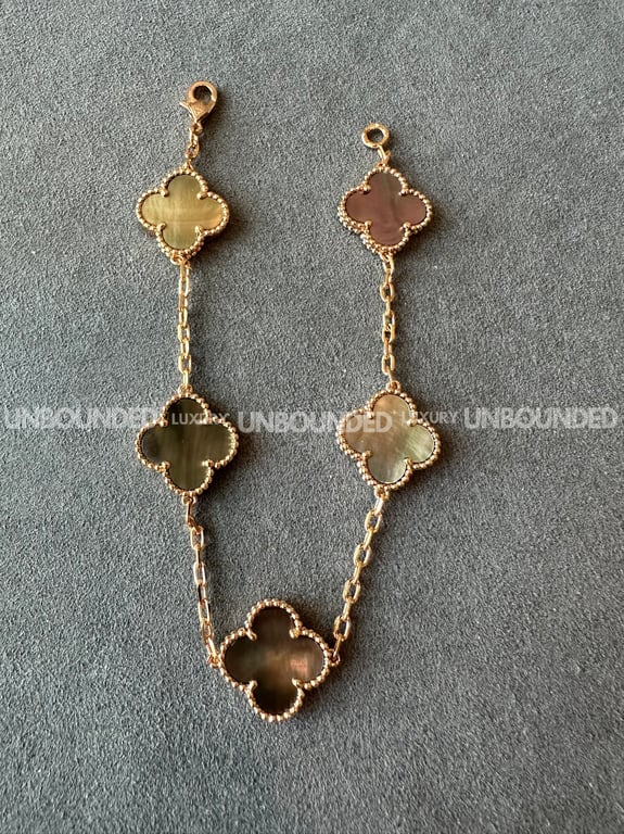 Vintage Alhambra bracelet 5 motifs (Xám xà cừ)