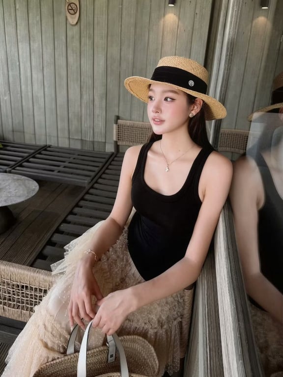 Set mix chân váy tầng chấm bi nâu Chouchou và áo