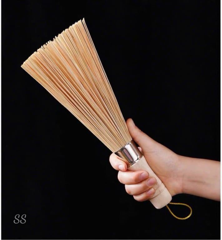 Chổi cọ nồi cọ chảo cán gỗ chổi tre cọ
