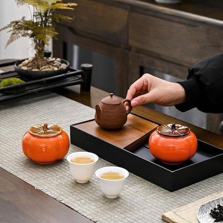 Combo 2 hũ đựng trà, các loại hạt mứt quả hồng