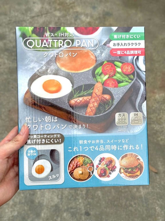 CHẢO CHỐNG DÍNH 4 NGĂN VÂN ĐÁ CAO CẤP QUATRO PAN