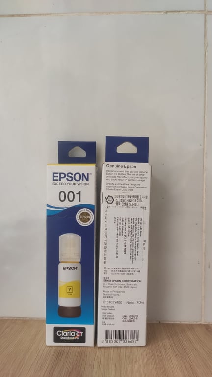 Mực In Phun Màu Epson 001 Màu Vàng (C13T03Y400) - Hàng Chính Hãng