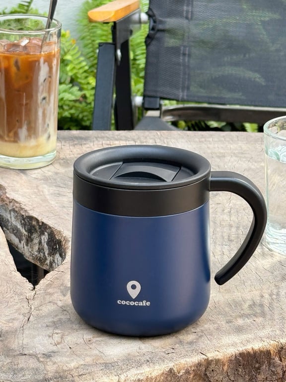 KBN121 - CỐC GIỮ NHIỆT CAO CẤP CÓ NẮP TRƯỢT COCO CAFÉ KAKUSEE