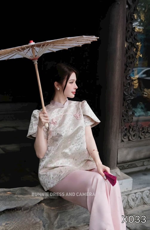 X033- set yếm gấm kèm bờm