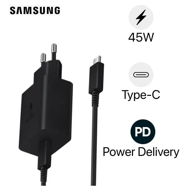 Củ Sạc Samsung Type-C 45W Kèm Cáp Type C To Type C 1.8M T4511 Đen - Chính Hãng