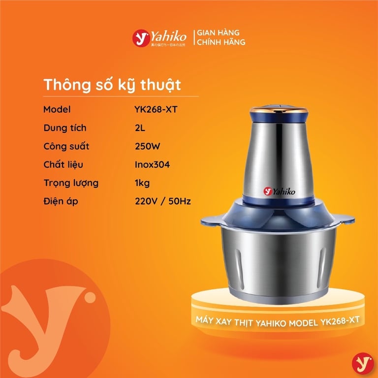 MÁY XAY ĐA NĂNG YAHIKO YK268-XT 4 LƯỠI DAO KÉP