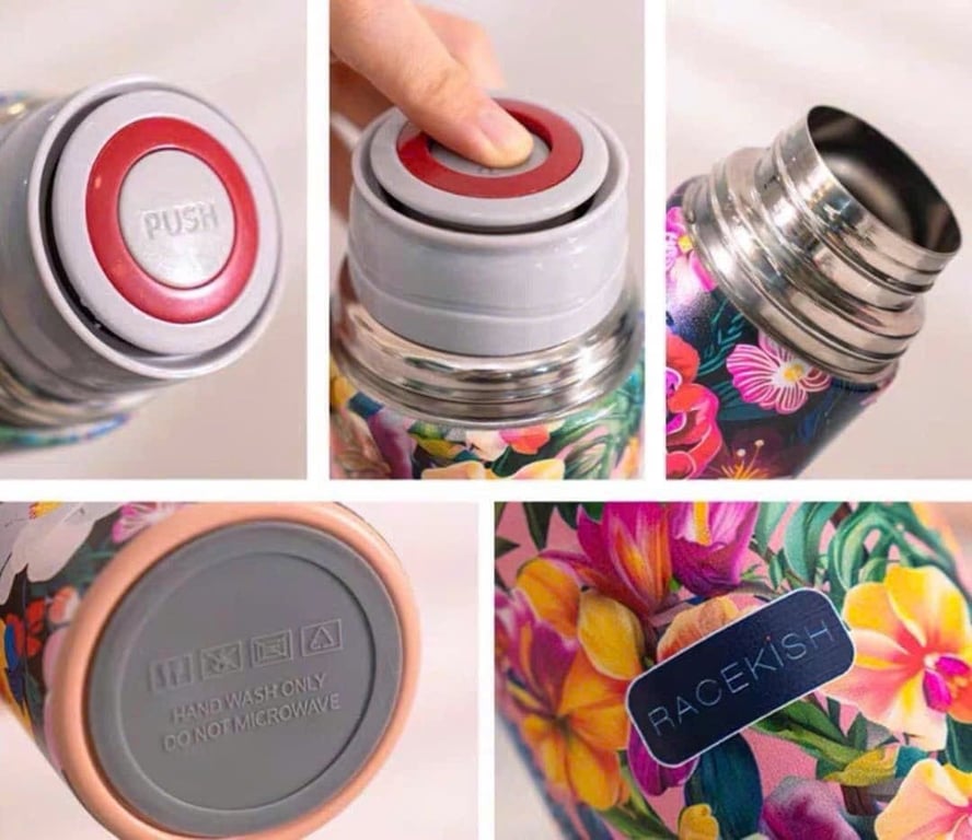 Bộ Bình Giữ Nhiệt Racekish 500ml kèm 3 Nắp Cốc