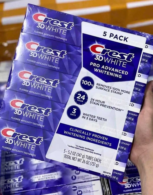 Kem đánh răng Crest 3D White Pro Advenced Whitening Mỹ tuýp 147g