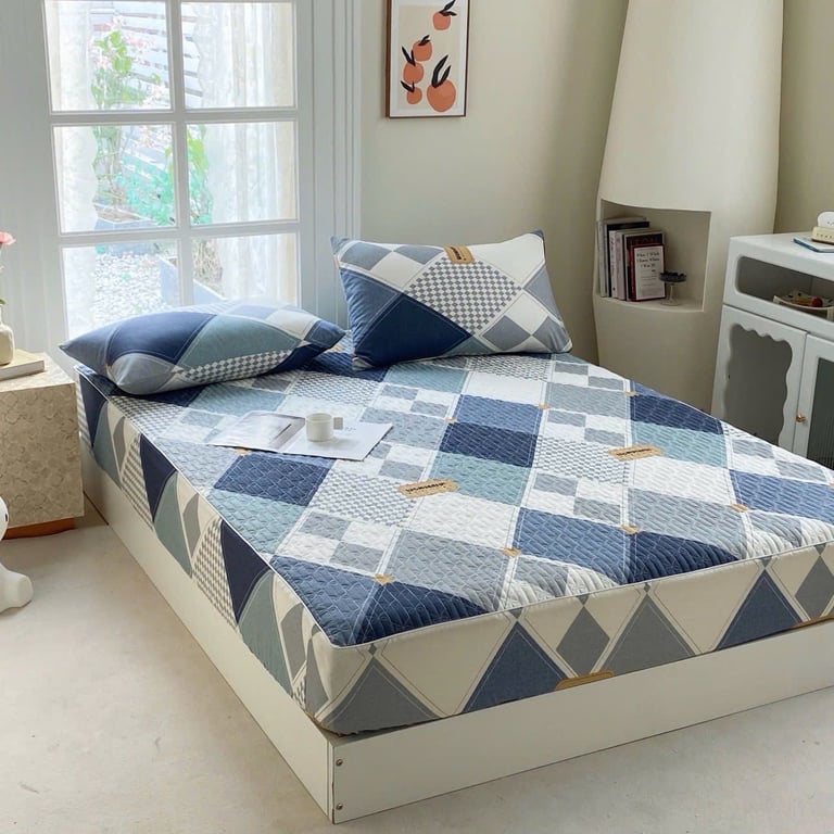 Bộ ga gối chun trần  Chất cotton living 100% 1.6-1.8-2.2m