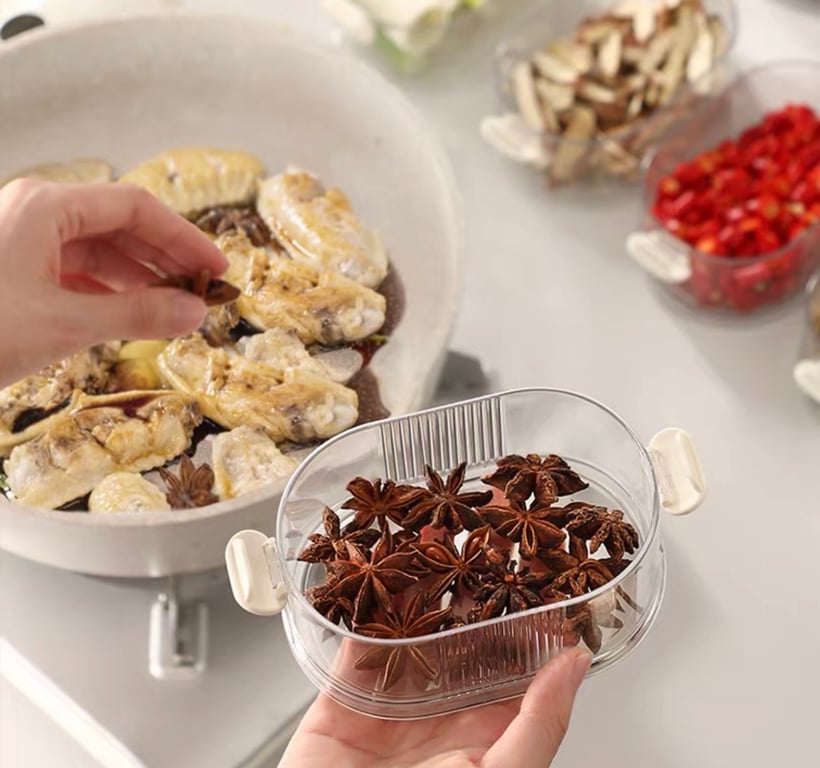 Hộp Đựng Bảo Quản Gia Vị Thực Phẩm 3 Tầng Có Nắp Nhà Bếp