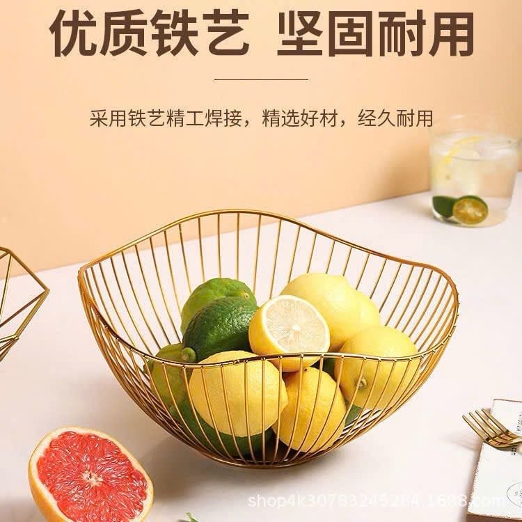 Rổ đựng trái cây sắt hình lá sen giỏ đựng trái cây kim loại phong cách Bắc Âu