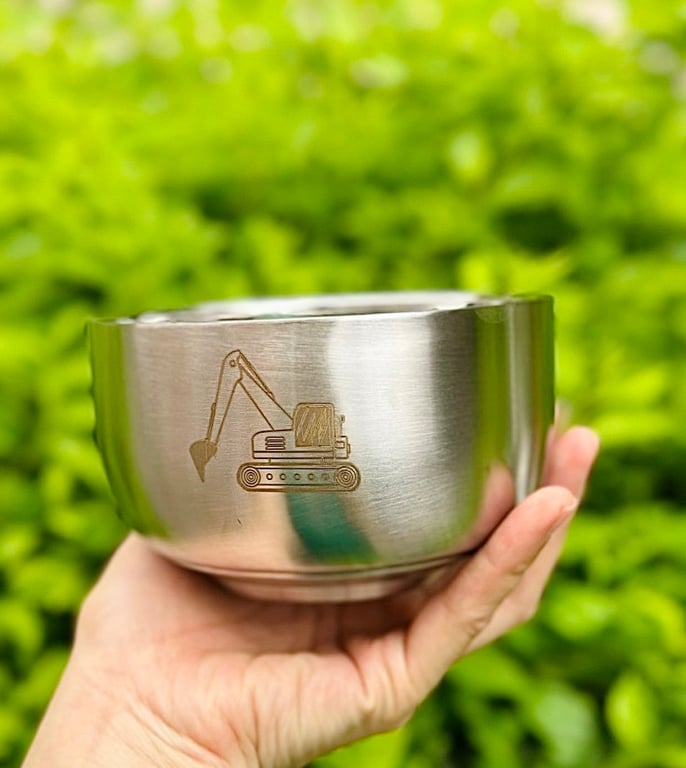 Bát kèm thìa ăn dặm cho bé inox 304 hoạ tiết hình thú ngộ nghĩnh