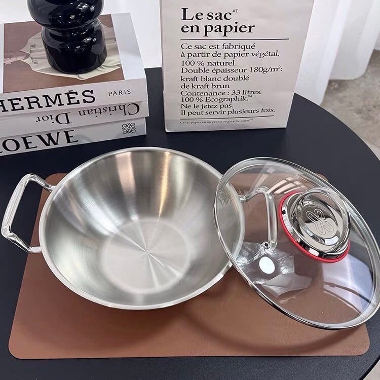 Nồi liền đáy hai quai nắp viền đỏ 20/24cm