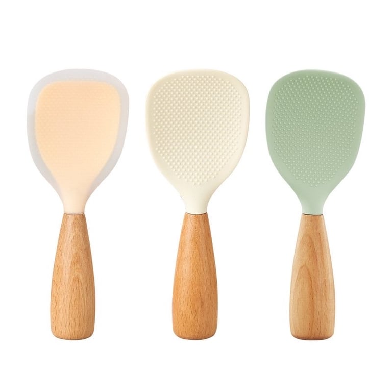 Muôi xới cơm Silicon cán gỗ chống nóng