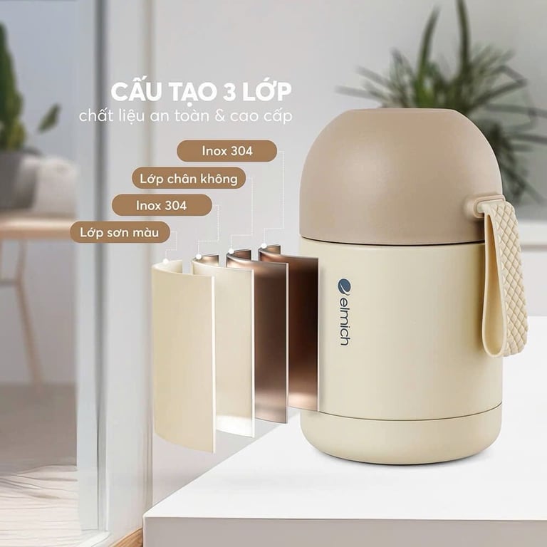 Bình đựng thức ăn giữ nhiệt inox 304 Elmich EL8301 dung tích 450ml