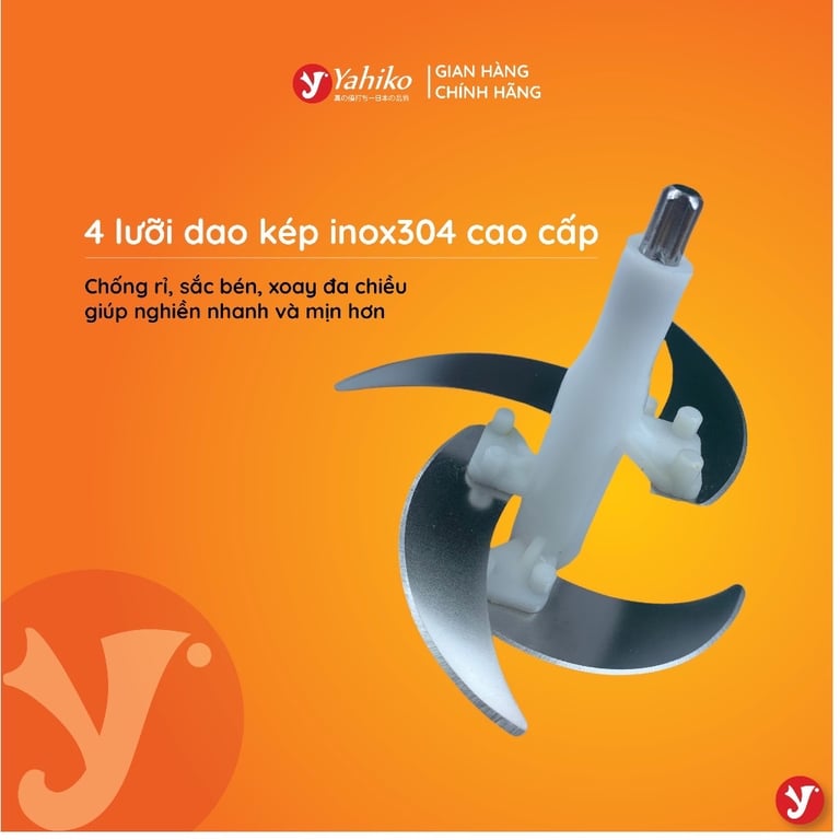 MÁY XAY ĐA NĂNG YAHIKO YK268-XT 4 LƯỠI DAO KÉP