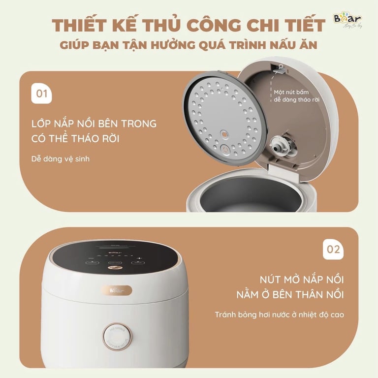 NỒI CƠM ĐIỆN BEAR NC30B BẢN TIẾNG VIỆT 3 lít