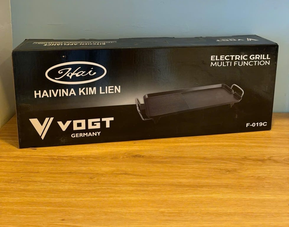 Vỉ nướng điện chống dính F019C VOGT 1500W mặt nướng lớn❤️
