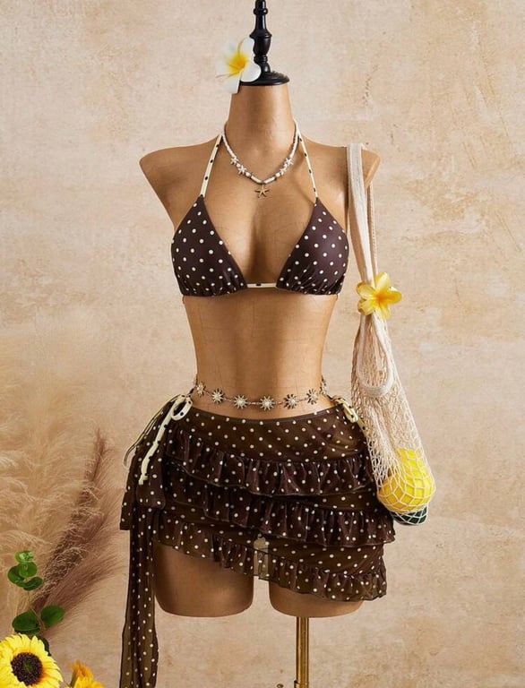 Set bikini nâu chấm bi - BK04