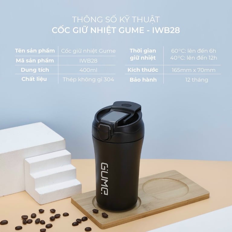 CỐC GIỮ NHIỆT GUME 400ml - IWB28