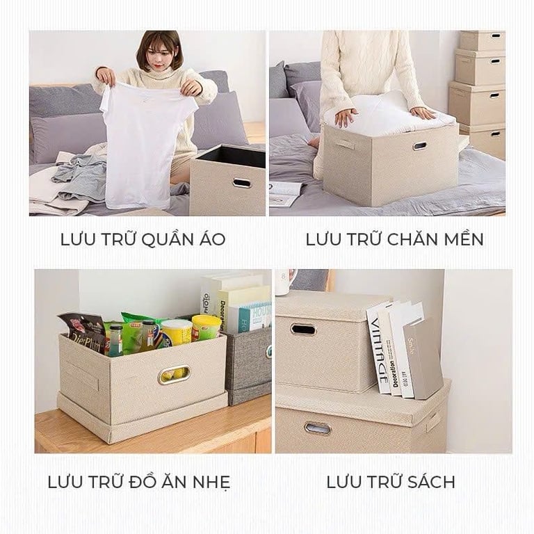 HỘP ĐỰNG QUẦN ÁO CÓ NẮP ĐẬY GHA503 40L